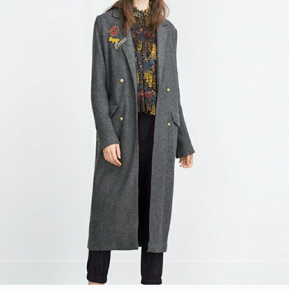zara long grey coat